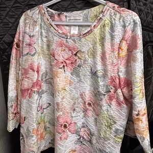 Alfred Dunner Floral Tunic - Pink, Green, Cream